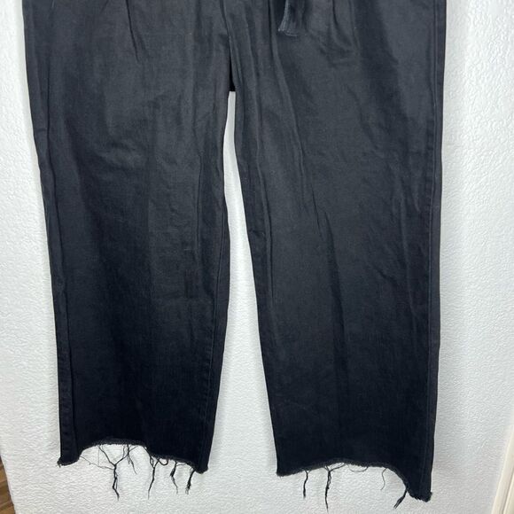 BDG Cara Belted High-Rise Culotte Pleaded Loose Fit Black Denim Jeans Sz 6 - Picture 6 of 11